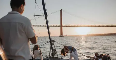 Lisbon Sunset Boat Tour on a Catamaran with 1 Welcome Drink